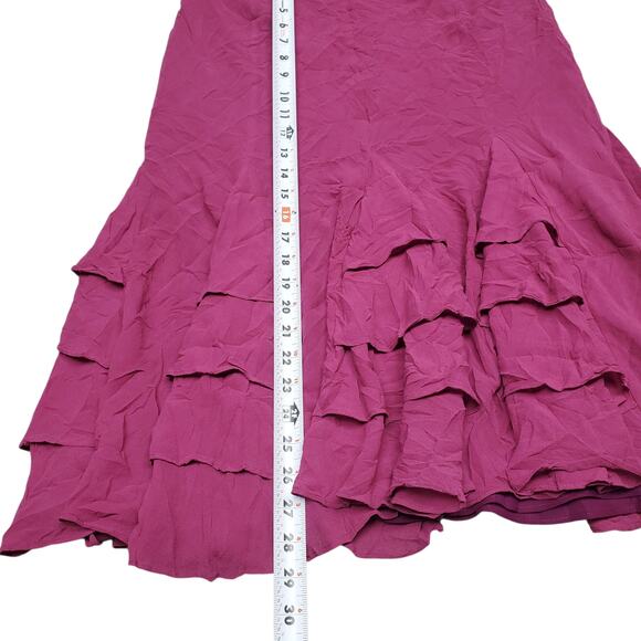 Silk Fairycore Skirt Asymmetrical Hem Magenta Midi Coast - Size 14 - Picture 6 of 8